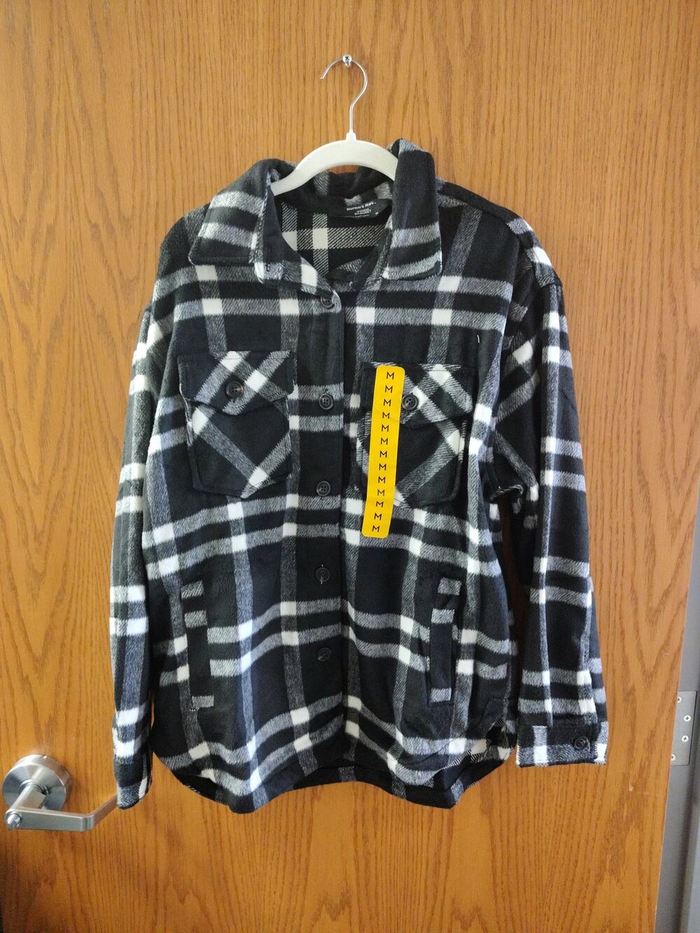 Member's Mark Women's Shacket Black White Plaid Size XL NWT